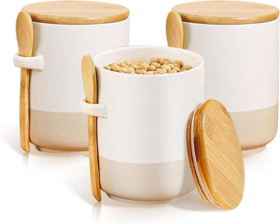 Keramische Thee Koffie Suikerpot Met Luchtdicht Deksel En Lepel 680 ml Koekjespot Bruine Suiker Keeper Meel Zout Canisters Sets Voor Keuken Voedsel Opslag Crème Keuken Accessoires