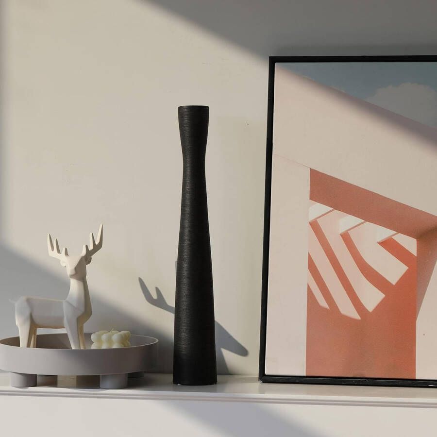 Keramische vaas mat zwart 40 cm hoog vaas smal moderne decoratieve vaas voor pampasgras vloervaas voor decoratieve takken droogbloemen bloemenvaas Nordic minimalisme vaas voor hal
