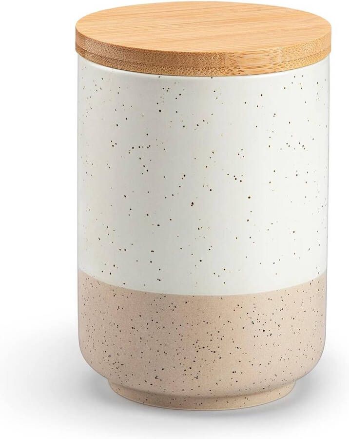 Keramische voorraadcontainers met luchtdichte deksels 600 ml permanente bewaarcontainers voor koffie suiker thee ontbijtgranen meel specerijen rond