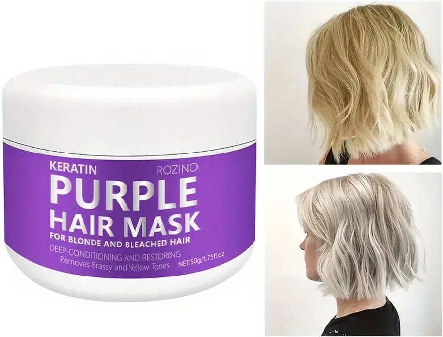 Keratine Paarse Haarmasker voor Vrouwen Diepe Voeding en Herstel voor Blond en Geblondeerd Haar Hydraterende Haarpasta met Glycerine voor Droog Haar Verrijkt met Niacinamide Panthenol Cafeïne en Biotine Verstevigt en Verheldert 50g