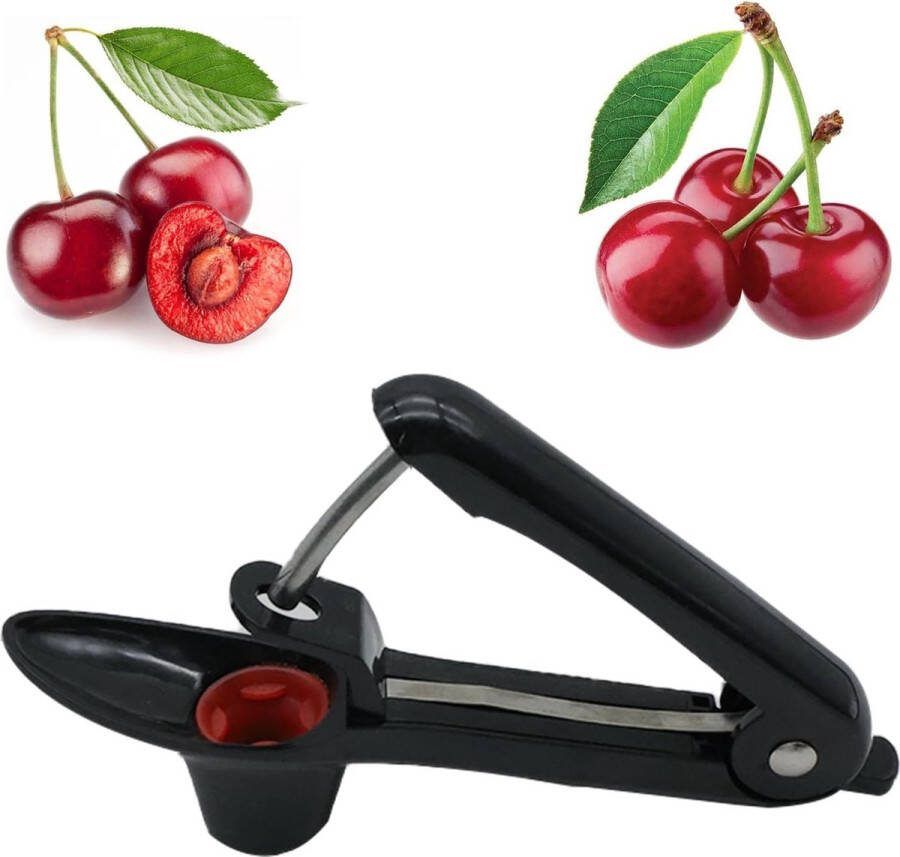 Kersenontpitter Kersensteenverwijderaar RVS Corer Kersenboor Handfruitboor voor fruit kers fruit bes (zwart)