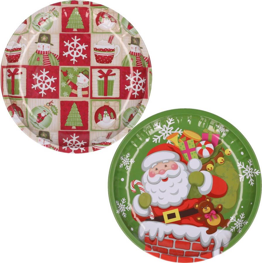 Merkloos Kerst borden 2x st 26 cm metaal kerst thema kerstservies Bordjes