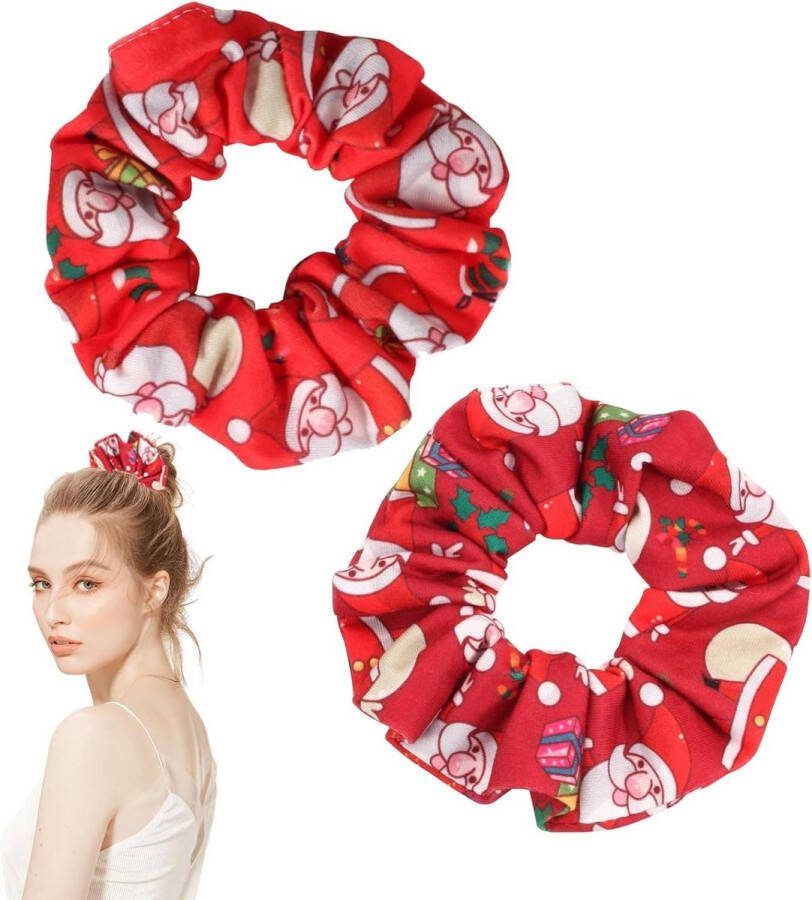Kerst Haarscrunchies 2 Stuks Kerst Haarelastiekjes Kerst Haarbanden Touwen Kerstman Elastische Haarbanden voor Kinderen Volwassenen Haarbanden Paardenstaart Houder Kerst Haaraccessoires