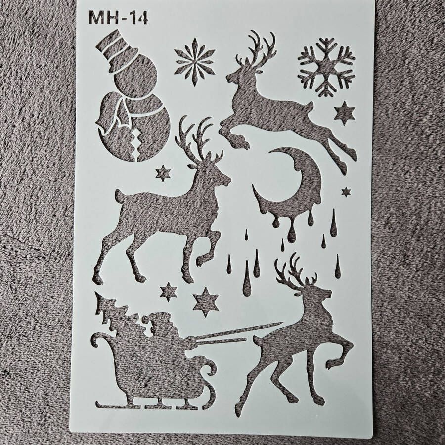 Kerst hobby stencil A4 herbruikbaar kaarten maken scrapbooking knutselen