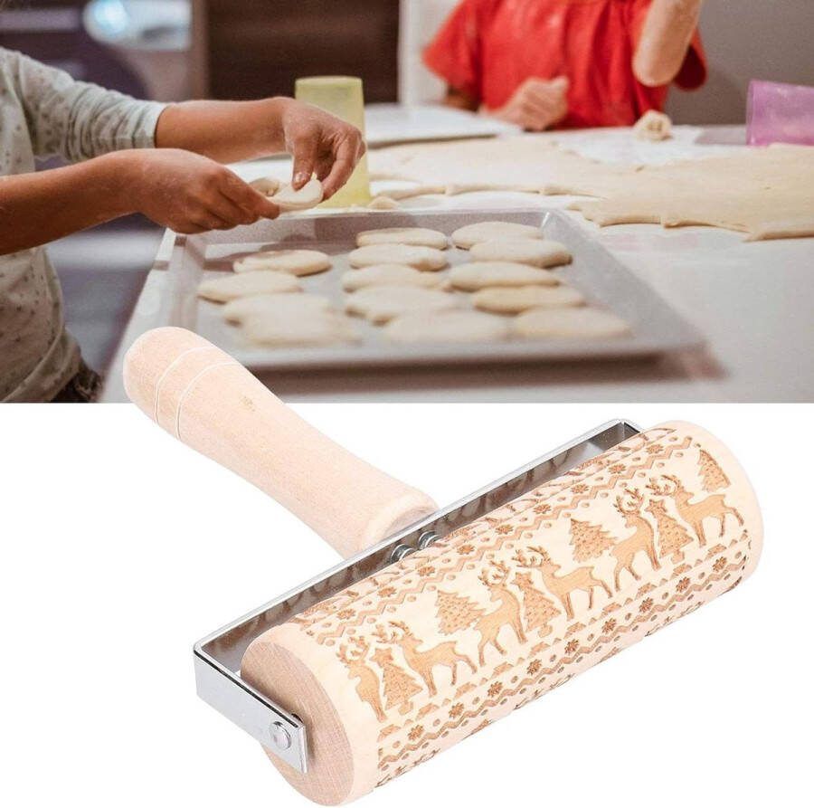 Kerst Reliëf Deegroller Houten Sneeuwvlok Patroon Thuis Bakken Pizza Koekjes Keuken Accessoires