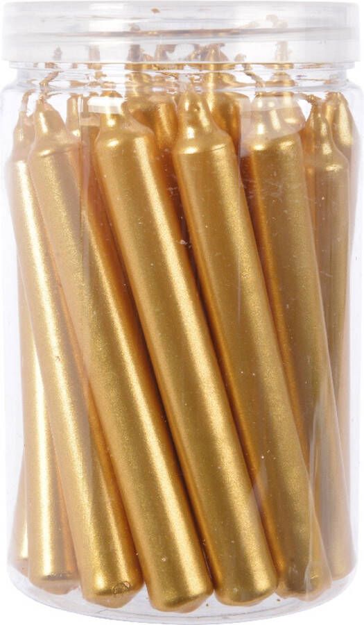 Kerstboomkaarsjes metalic goud 1 3x10.5 cm 22 stuks in koker