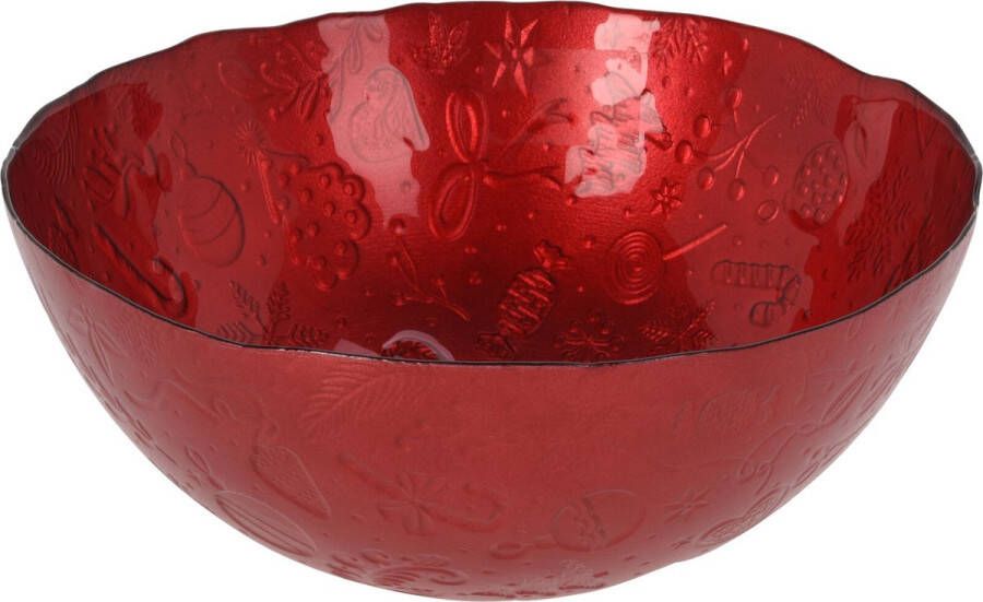 Merkloos Glazen decoratie schaal fruitschaal rood rond D28 x H11 5 cm Fruitschalen