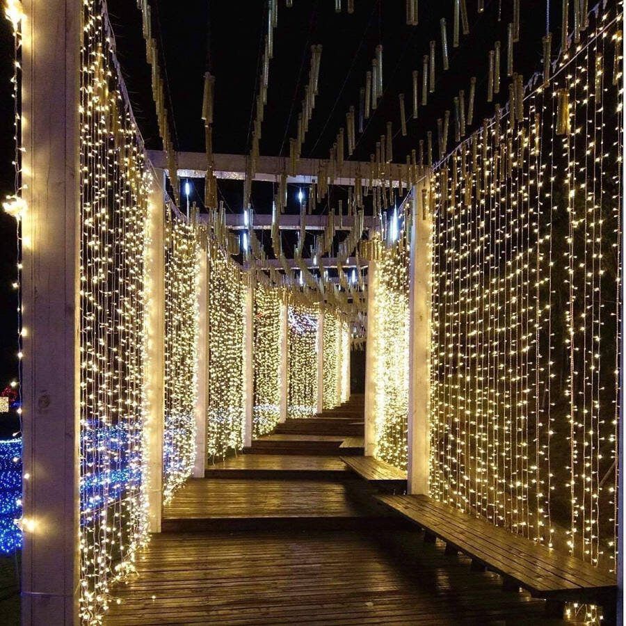 Kerstgordijnverlichting warm lichtsnoer 3*3 meter 300 LED-lampjes USB-voeding 8 lichtmodi geschikt voor kamerdecoratie en kerstdecoratie