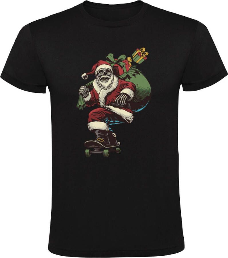 Kerstman Skelet Skateboard Heren T-shirt Foute Kersttrui Fout kerst shirt Kerstmis