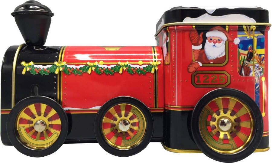 Kerstblikje Kerstman in de Trein Locomotief met de Kerstman bewaarblik Kerstblik Trommeltje voor Kerst