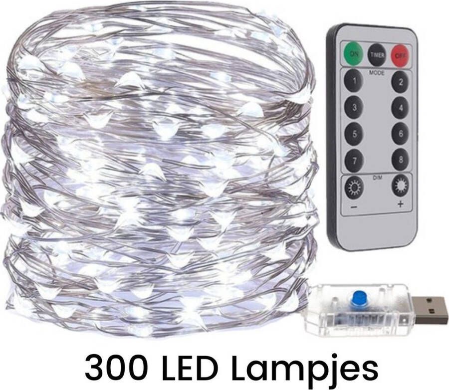 Kerstverlichting Kerstboomverlichting Lichtsnoer 300 Led Lampjes USB Aansluiting Koud Wit