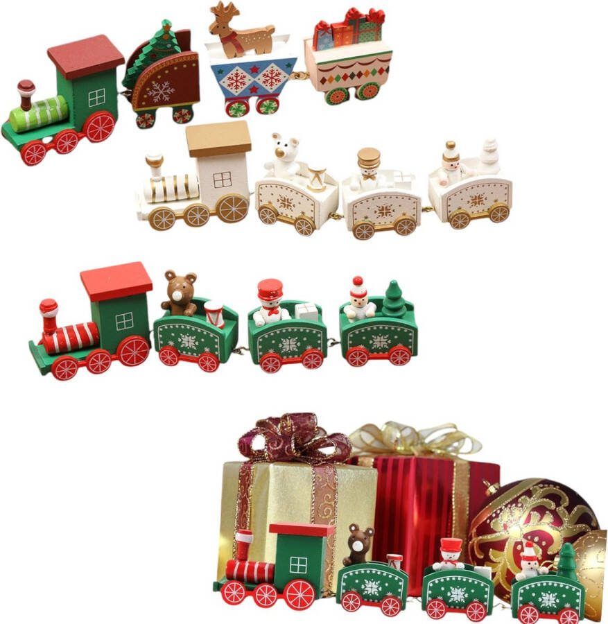 Kerstversiering 3 stuks houten trein eland en beer raamdecoratie vakantiecadeaus 20*4 5*2 5cm