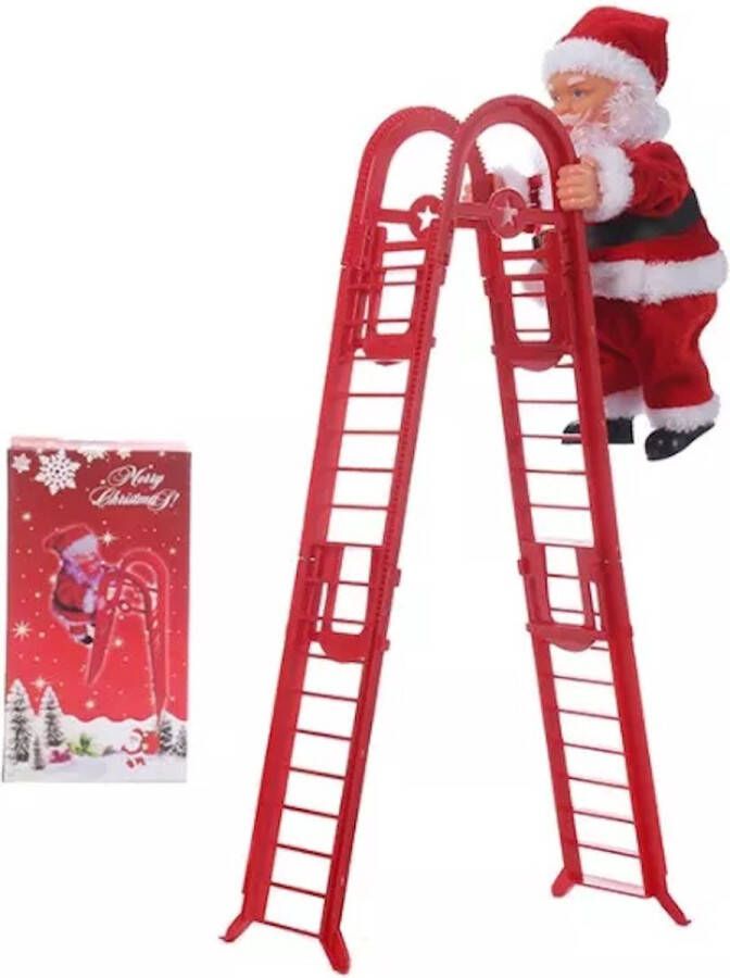 Kerstversiering Kerstdecoratie Klimmende Kerstman Op Ladder Zingende Kerstman Singing Santa Climbing Santa – Kerst