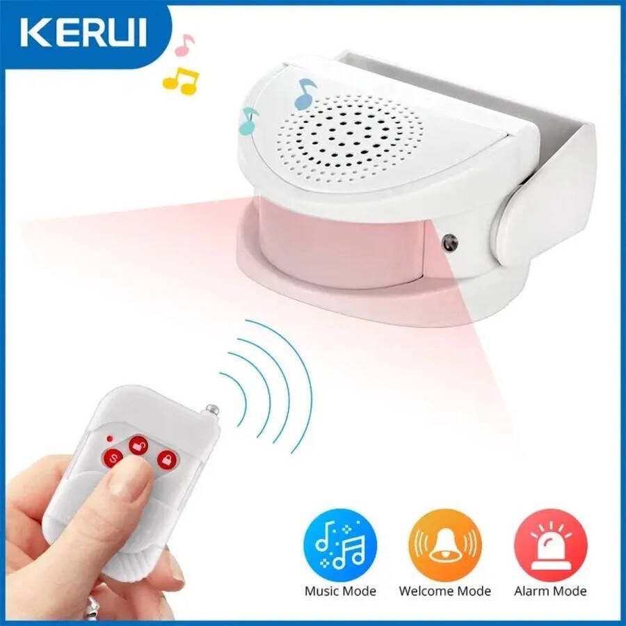 Kerui Draadloze Indoor Bewegingssensor Deurbel Winkel Bezoeker Alarm Inbreker Voor Het Bedrijfsleven Bij Het Betreden Van De Deur Opent Wit