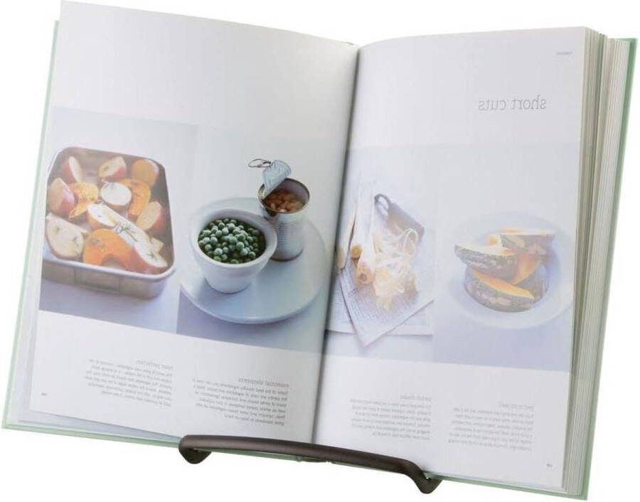 Keuken boekenstandaard van roestbestendig metaal receptenhouder bronskleurig