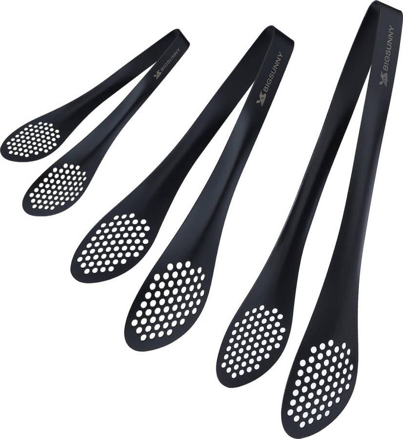 Keuken buffet tang slatang serveertang voor het koken BBQ metalen tangen. Set van 3 (zilver17 8cm 23cm 28cm)