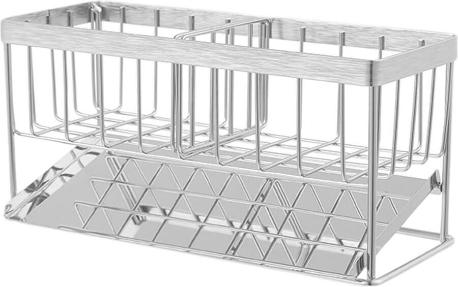 Keuken Gootsteen Organizer Rack Spons Houder Afdruiprek Spoelbak met Druppelbak Multifunctionele Keuken Gootsteen