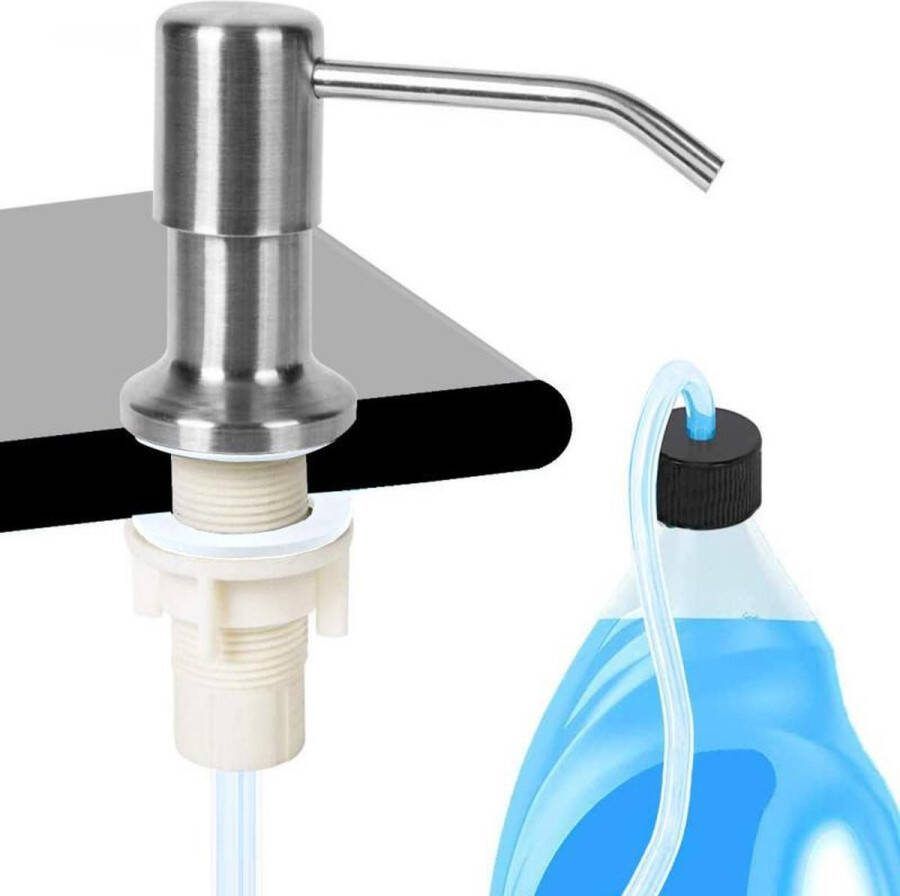 Keuken gootsteen zeepdispenser geborsteld nikkel ingebouwde zeepdispenser roestvrijstalen aanrecht zeepdispenser met 47 2'' verlengbuis voor keuken badkamer
