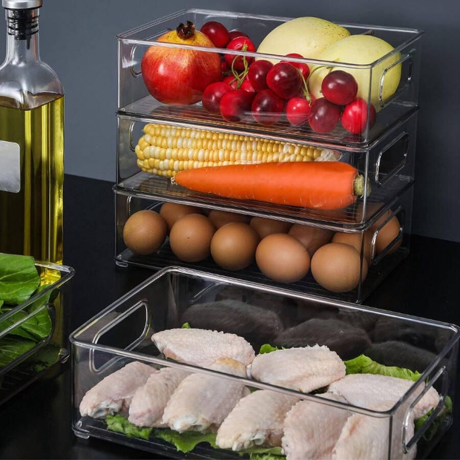 Keuken Koelkast & Kast Opslag Trays (8 Pak) Koelkast Organizer Helder Plastic Koelkast Trommels-Badkamer Berging Lade Diepvries en Huis Opslag Organiser Containers enz-BPA Vrij