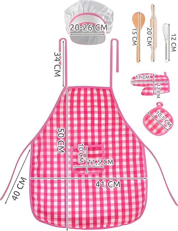 Keuken Kok Set Verkleed set Kookschort + Accessoires Alles voor de kleine kok