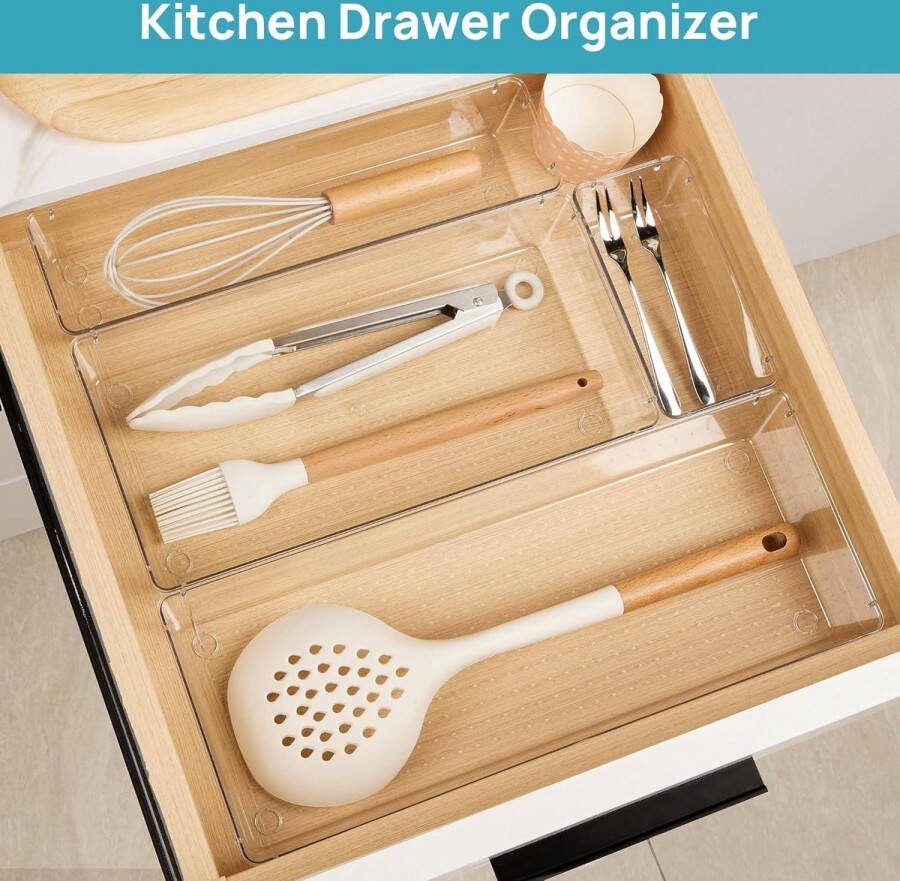 Keuken Lade Organizer Clear Plastic Gebruiksvoorwerp Zilverwerk Organizer 7 STKS