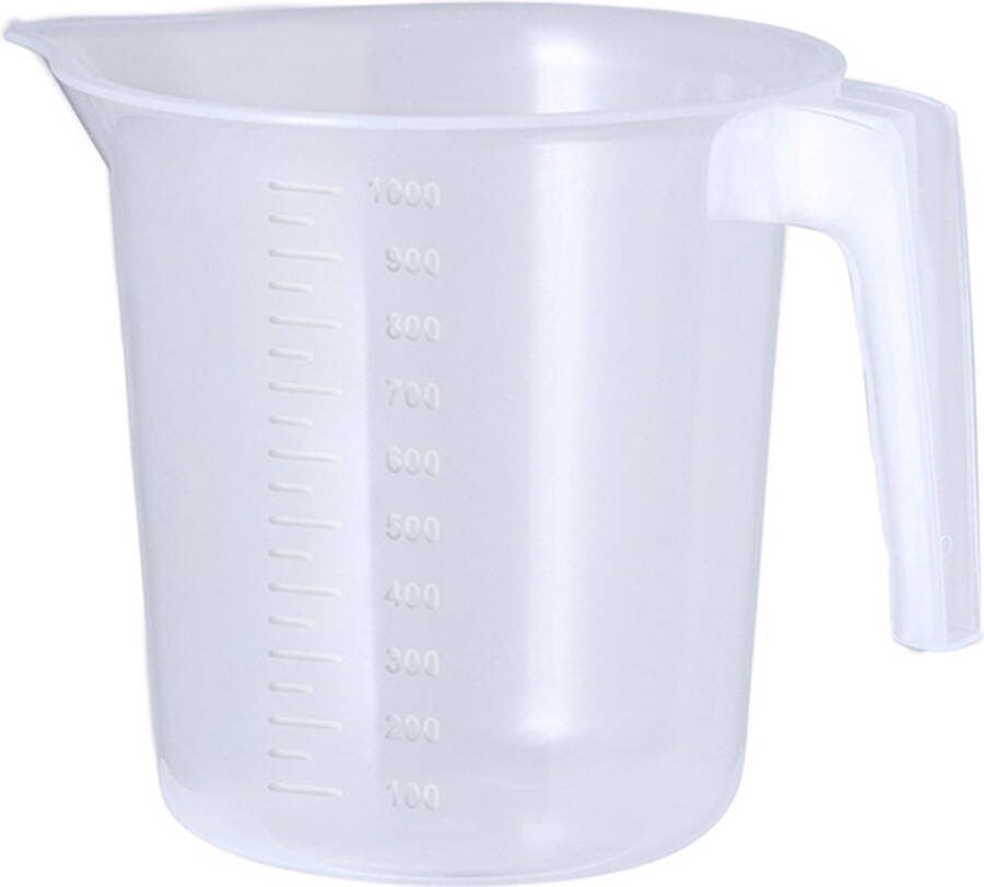 Keuken maatbeker mengbeker kunststof transparant 1000 ml schenktuit hengsel