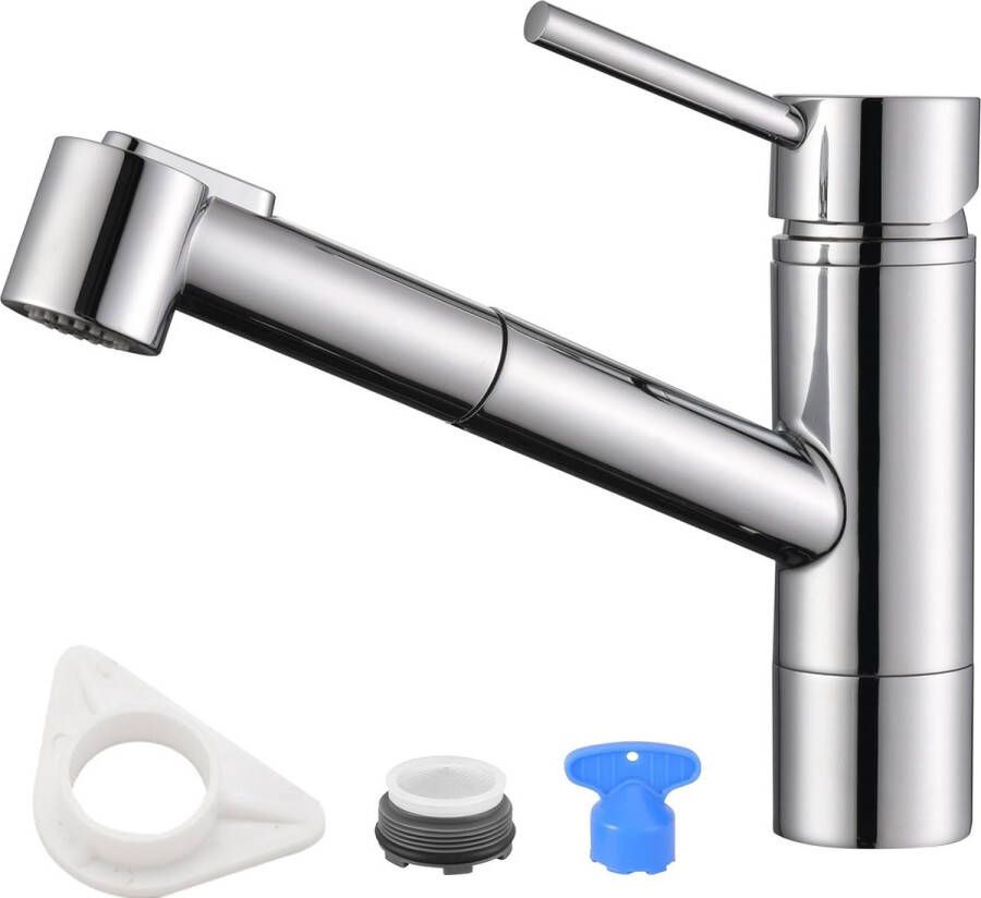 Keuken Mengkraan met Uittrekbare Nevel Moderne Barkraan keukenkranen Hoge Druk Enkel-Handige Gootsteenkraan met 2 Soorten Nevel 120° Draaibare Mengkraan Keukenkranen Zinken Mengkraan Chroom