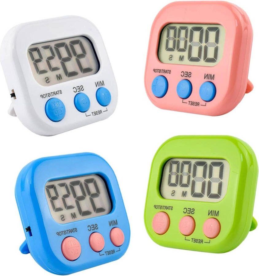Keuken Timer Digitale Timer Grote Cijferige Magnetische Klok Luid Alarm Koken Badkamer Studie Blauw 4 Stuks kookwekker digitaal