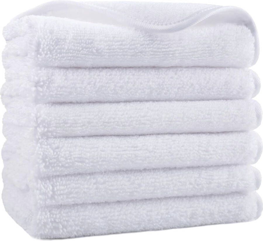 Keukendoek Premium microvezel washanddoek niet-pluizend 6 stuks wit 33 x 33 cm