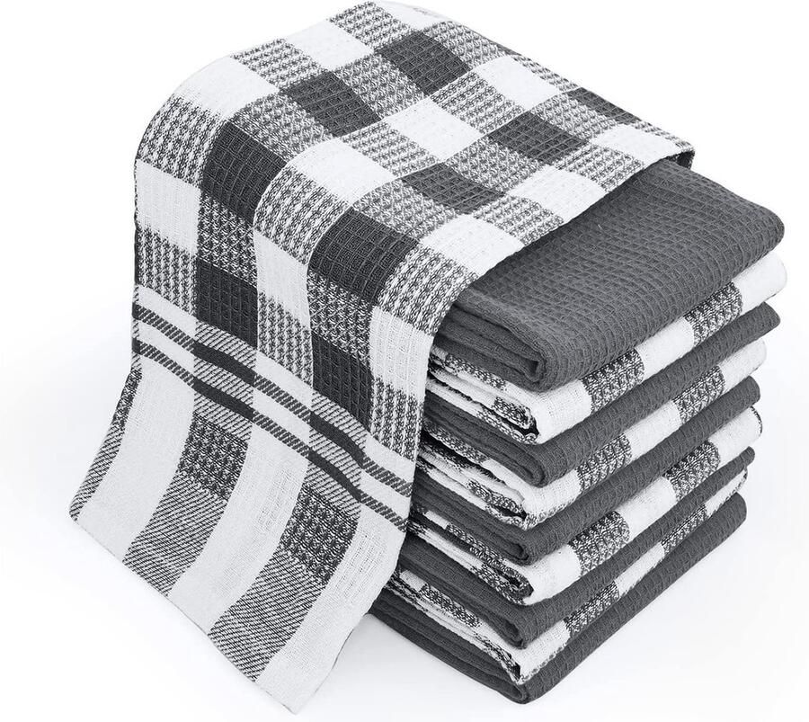 Keukendoeken 100% katoen duurzame en super absorberende katoenen doeken 10 stuks keukenhanddoeken machinewasbaar 38 x 60 cm (grijs) (grijs 10 stuks)