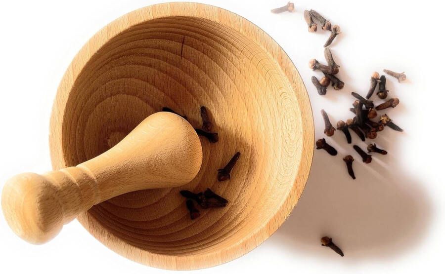 Keukengerei van hout vijzel met stamper van beukenhout houten vijzel keukenaccessoires keukenhulp kruidenmolen voor specerijen zaden en kruiden