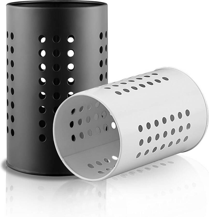 Keukengereihouder roestvrijstalen gebruiksvoorwerpcaddy gebruiksvoorwerporganisator voor spatels keukendecoratie set van 2 zwart en wit