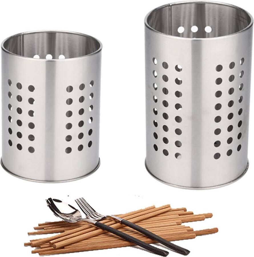 Keukengereihouder van roestvrij staal 2 stuks keukengerei-organizer keukenbestekmand tafel bestekhouder bestekmand voor het organiseren van laden en werkbladen voor alle keukens
