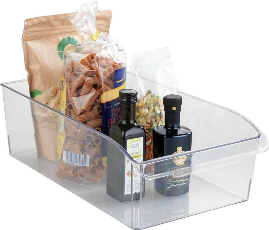 Keukenkast organizer L voedselveilige opbergdoos voor voorraadkast en keukenrek voor het sorteren van levensmiddelen transparant design 21 x 11 x 37 cm van robuust PET