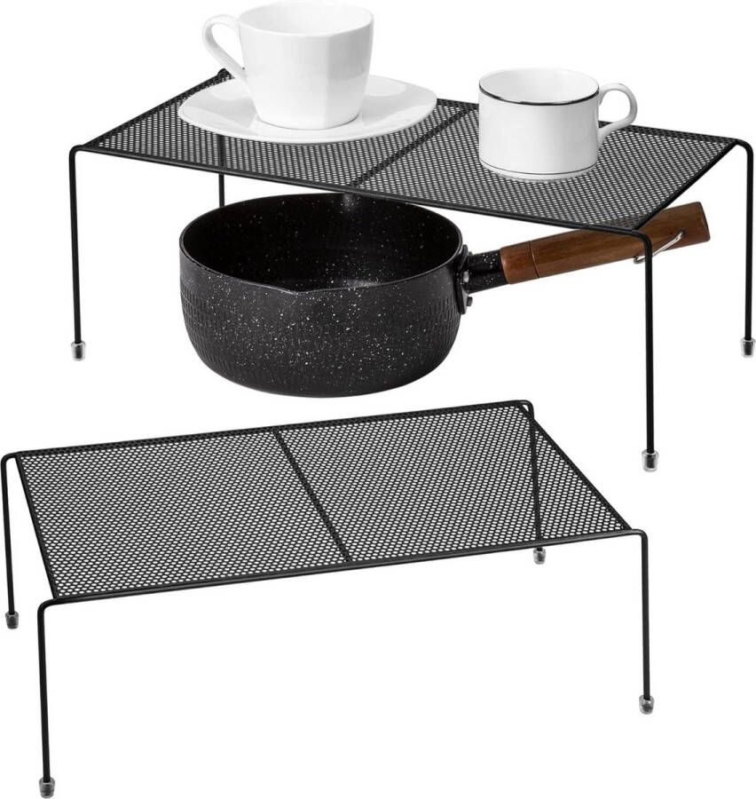 Keukenkast Organizer Plank 2 Pack Teller Opbergplank met Antislip Rubberen Voeten