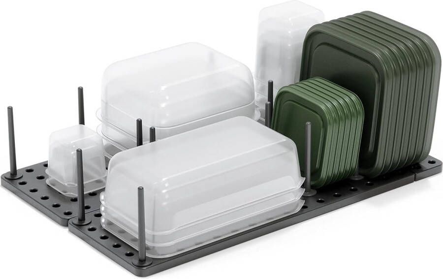 Keukenkast plank en lade opbergbak verstelbaar opbergsysteem voor voedselcontainers kookgerei serviesgoed keukengerei en meer houtskool set van 2 stuks 45 x 15 x 10 cm