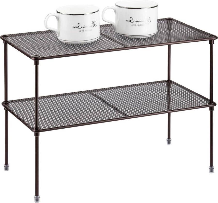 Keukenkast plank organizer uitbreidbaar en stapelbaar opbergrek voor badkamer keuken wasruimte bruin