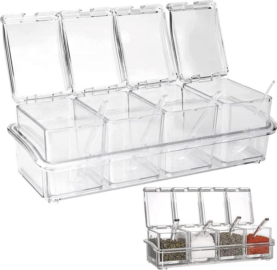Keukenkruidenboxset met afneembare potjes Kruidenpotjes met deksel en lepel Kruidenpotjes