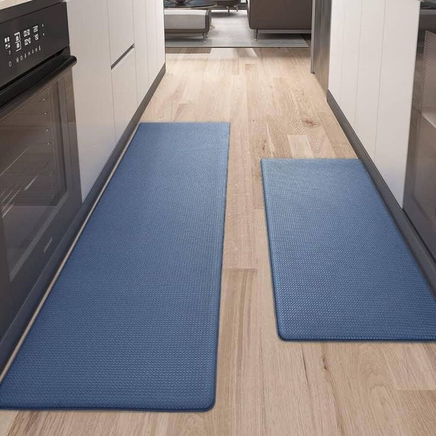 Keukenloper 2 stuks keukentapijt wasbaar antislip tapijt voor keuken met oliebestendig en waterdicht rubberen rug keukenmat voor eetkamer keuken loper hal (44 x 75 cm + 44 x 150 cm