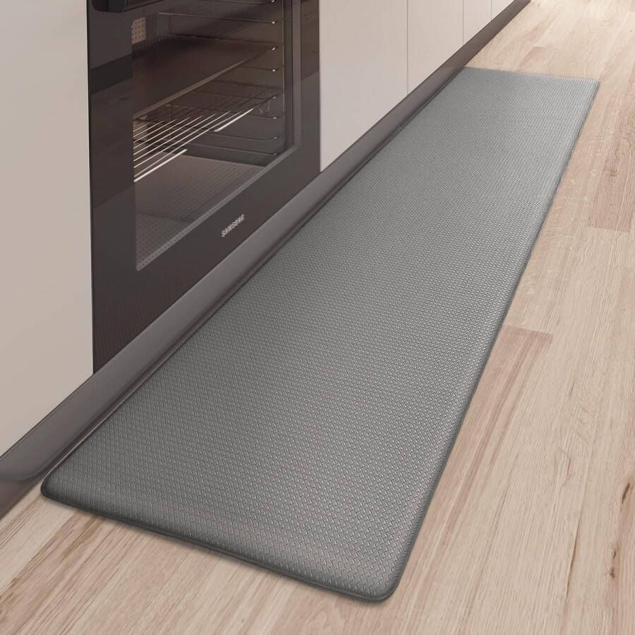 Keukenloper 44 x 200 cm keukentapijt wasbaar antislip tapijt voor keuken oliebestendig en waterdicht pvc rubberen rug keukenmat voor eetkamer keuken loper en hal (grijs)