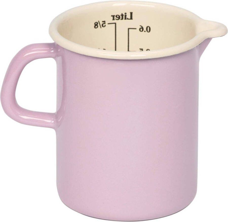 Keukenmaat 9 Classic Bunt Pastell Roze Diameter 9 cm Hoogte 12 cm Capaciteit 05 liter Emaille Maatbeker