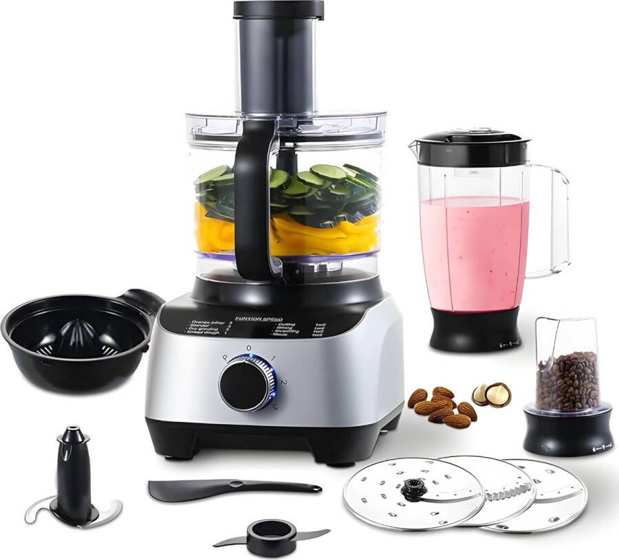 Keukenmachine Food Processor Mengkom 1300 W 3.5L Capaciteit Multifunctioneel 3 Snelheden Keukenrobot Aluminium Wit