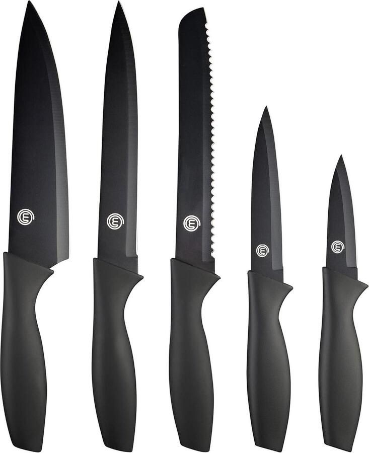 Keukenmessen set van 5 paringmes broodmes koksmes roestvrij staal met soft-touch handgrepen