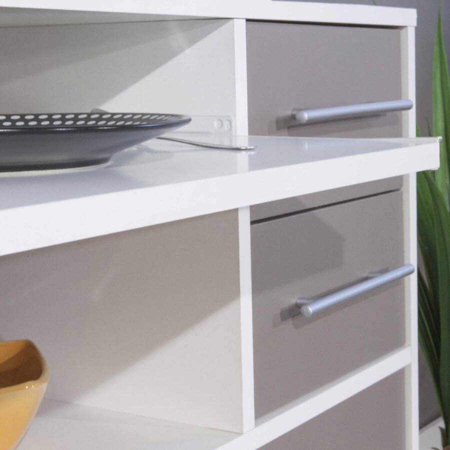 Merkloos Sans marque Vente unique Keukenmeubel voor magnetron op wieltjes BERTILLE kleur taupe L 89 cm x H 81 cm x D 40 cm