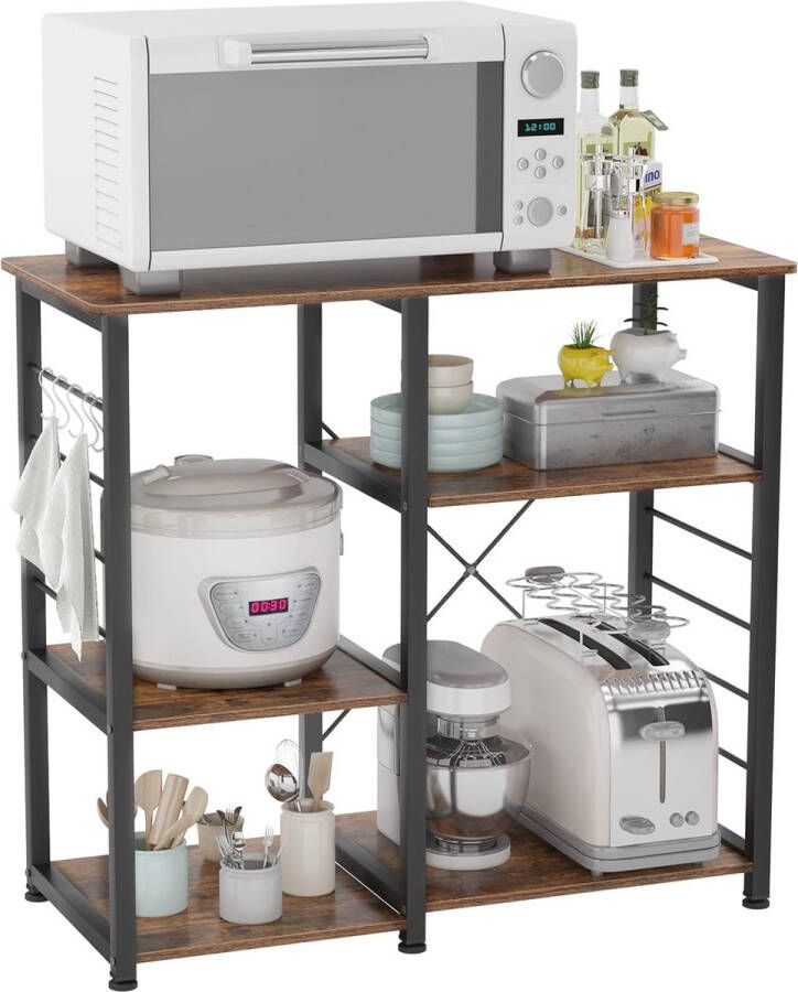 Keukenplank Opbergrek Keukeneiland Keuken Oven Keukenkast Bakkersrek Opbergwagen Organizer Multifunctioneel Opbergrek 90 x 40 x 83 cm