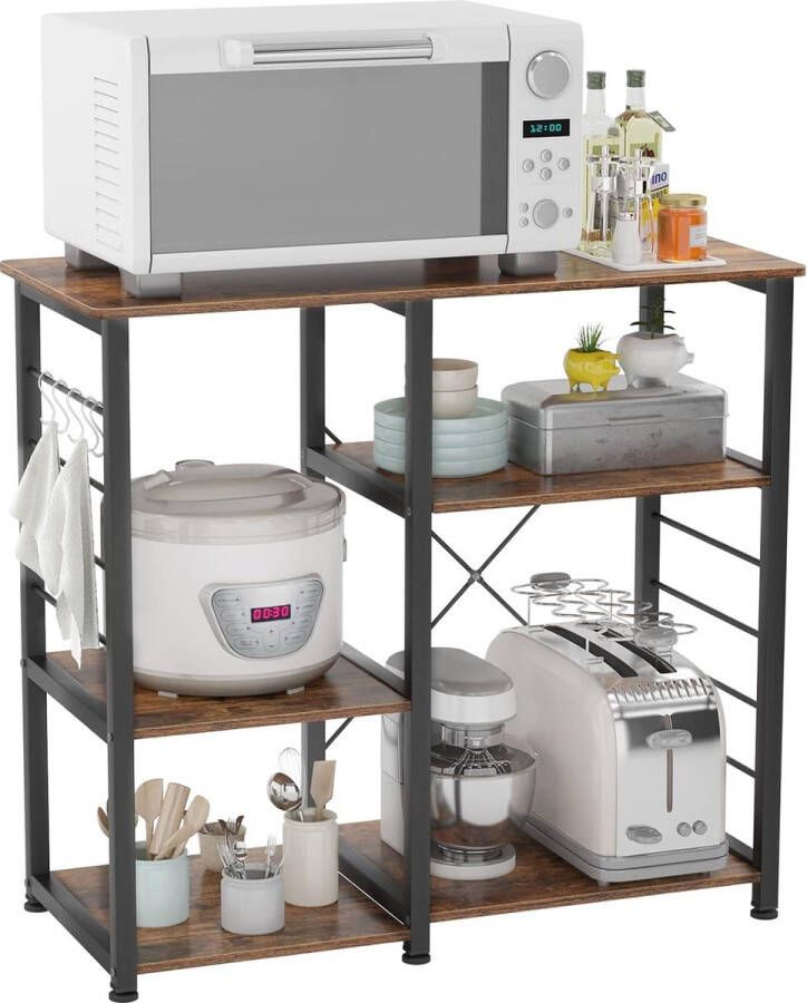 Keukenplank Opbergrek Keukeneiland Keuken Oven Keukenkast Bakkersrek Opbergwagen Organizer Multifunctioneel Opbergrek 90 x 40 x 83 cm