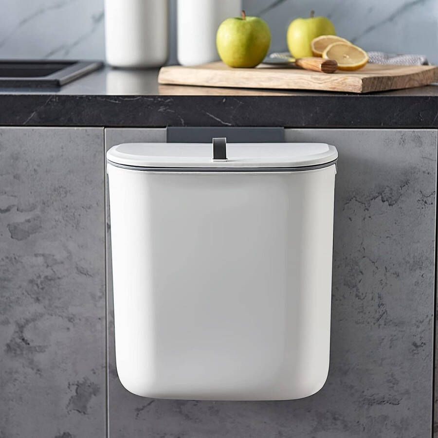 Keukenprullenbak met deksel 10L organische prullenbak hangende afvalbak plastic bak voor wandmontage waterdichte compostbak voor keuken camper kast