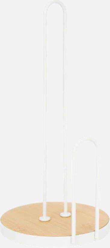 Keukenrolhouder Bamboe & Metaal Wit H31 cm