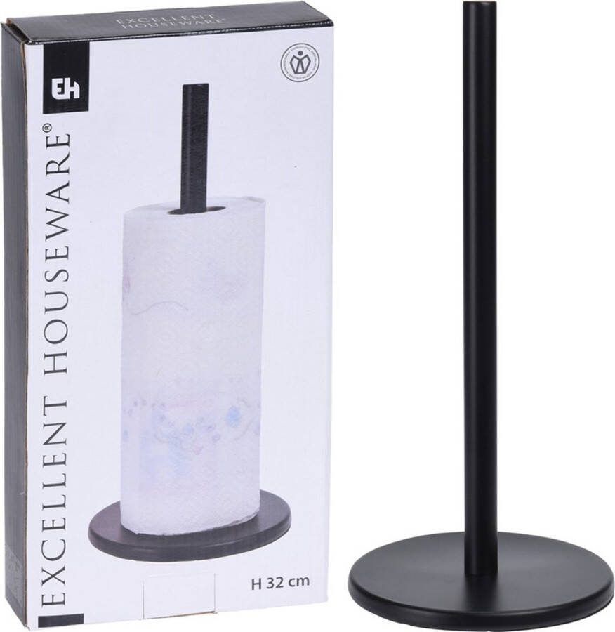 Keukenrolhouder merk Excellent Houseware RVS zwart