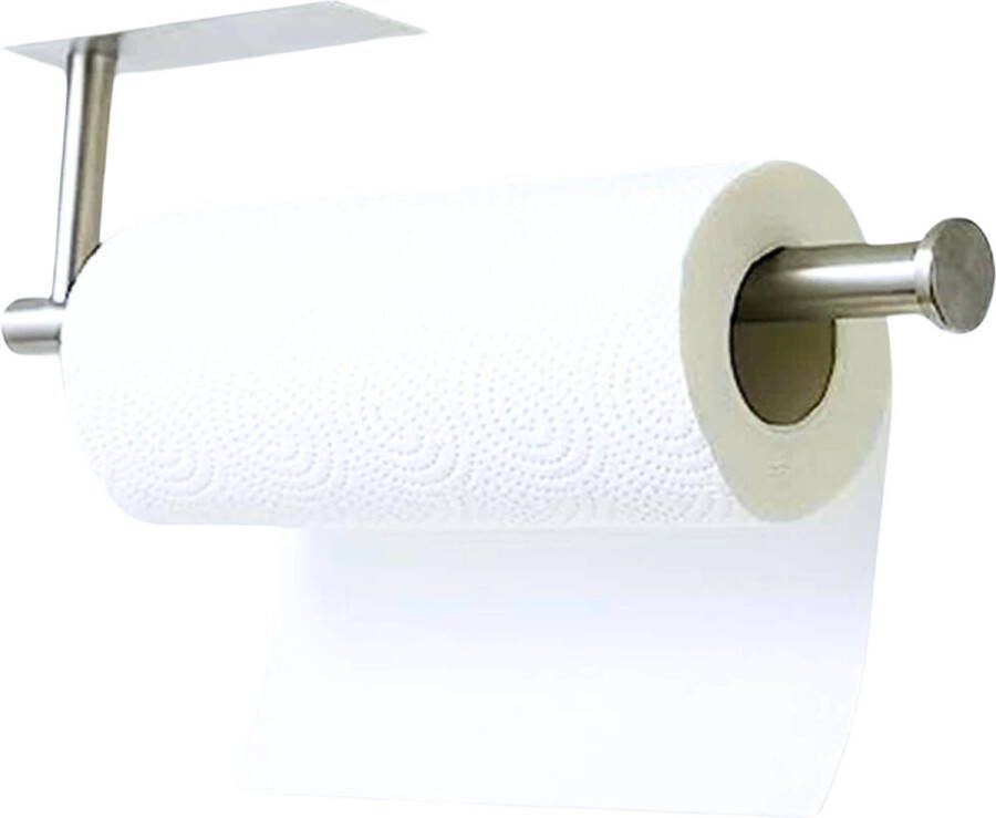 Keukenrolhouder Zilverkleurig Chroom Roestvrijstaal Stijlvolle houder voor keukenrollen Closetrolhouder Muurmontage of Zelfklevend Praktische Keuken Accessoire Chrome Rolhouder Gemakkelijk